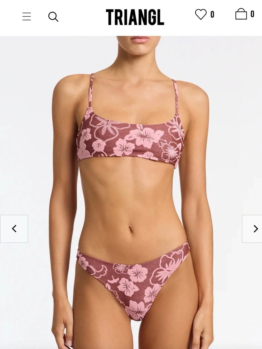 triangl swimwear Pink Floral Bikini Top and bottom